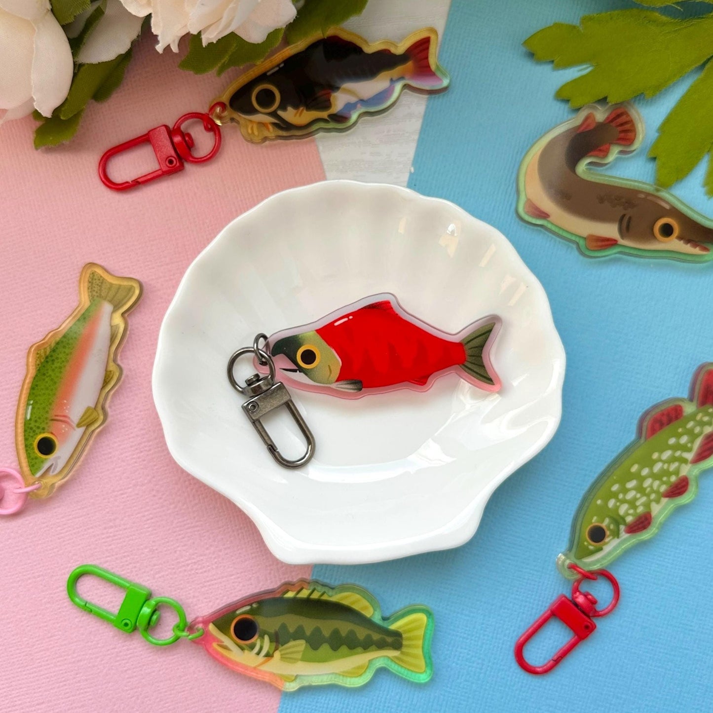 Red Sockeye Salmon 2.5" Acrylic Charm