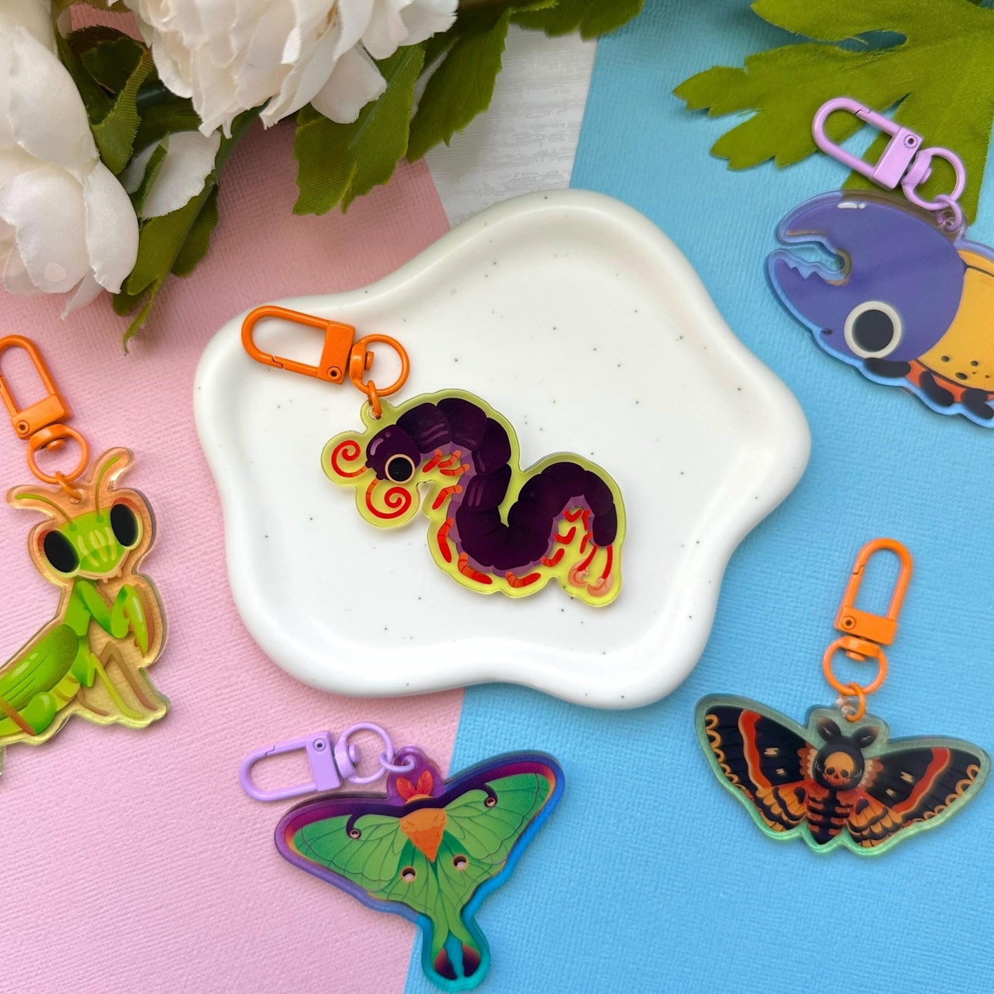 Feathertail Centipede 2.5" Acrylic Charm