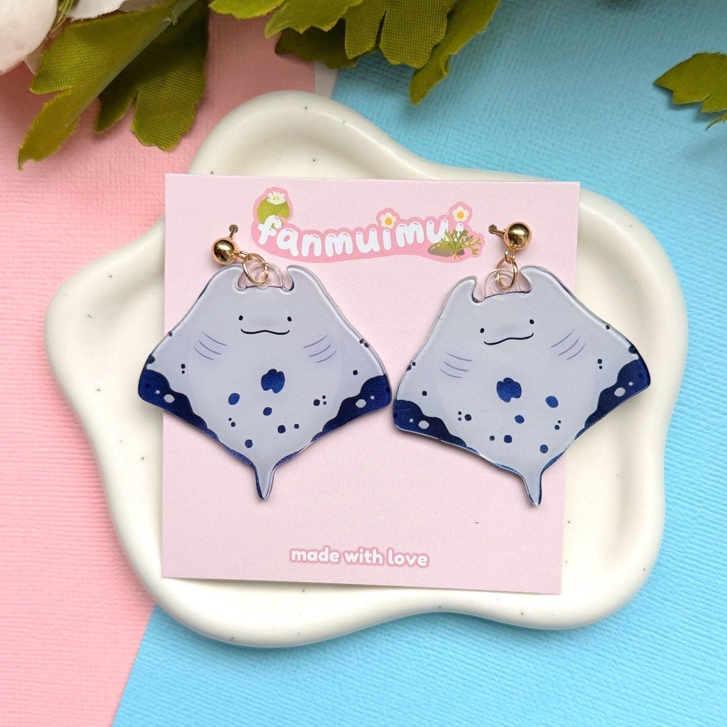 Manta Ray Acrylic Earrings