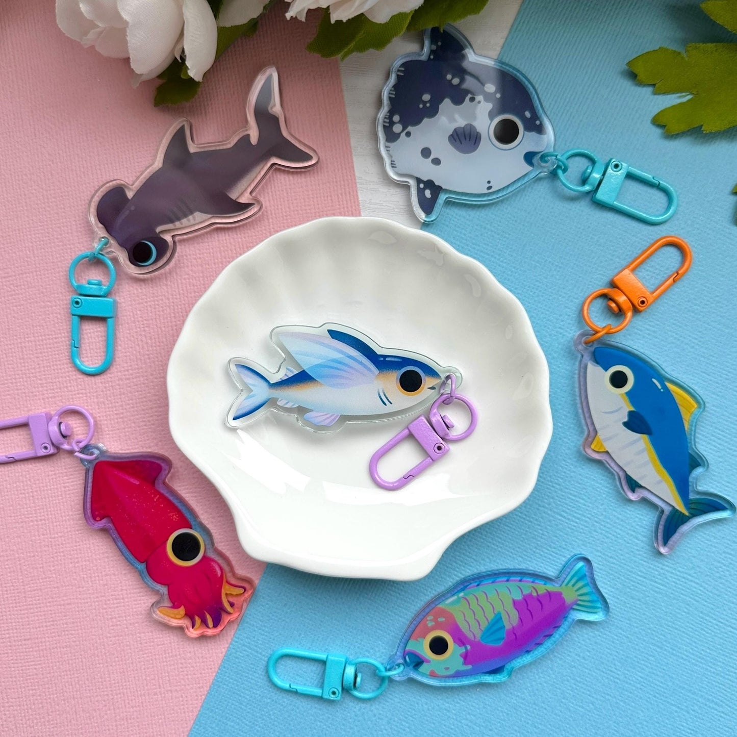 Flying Fish 2.5" Acrylic Charm