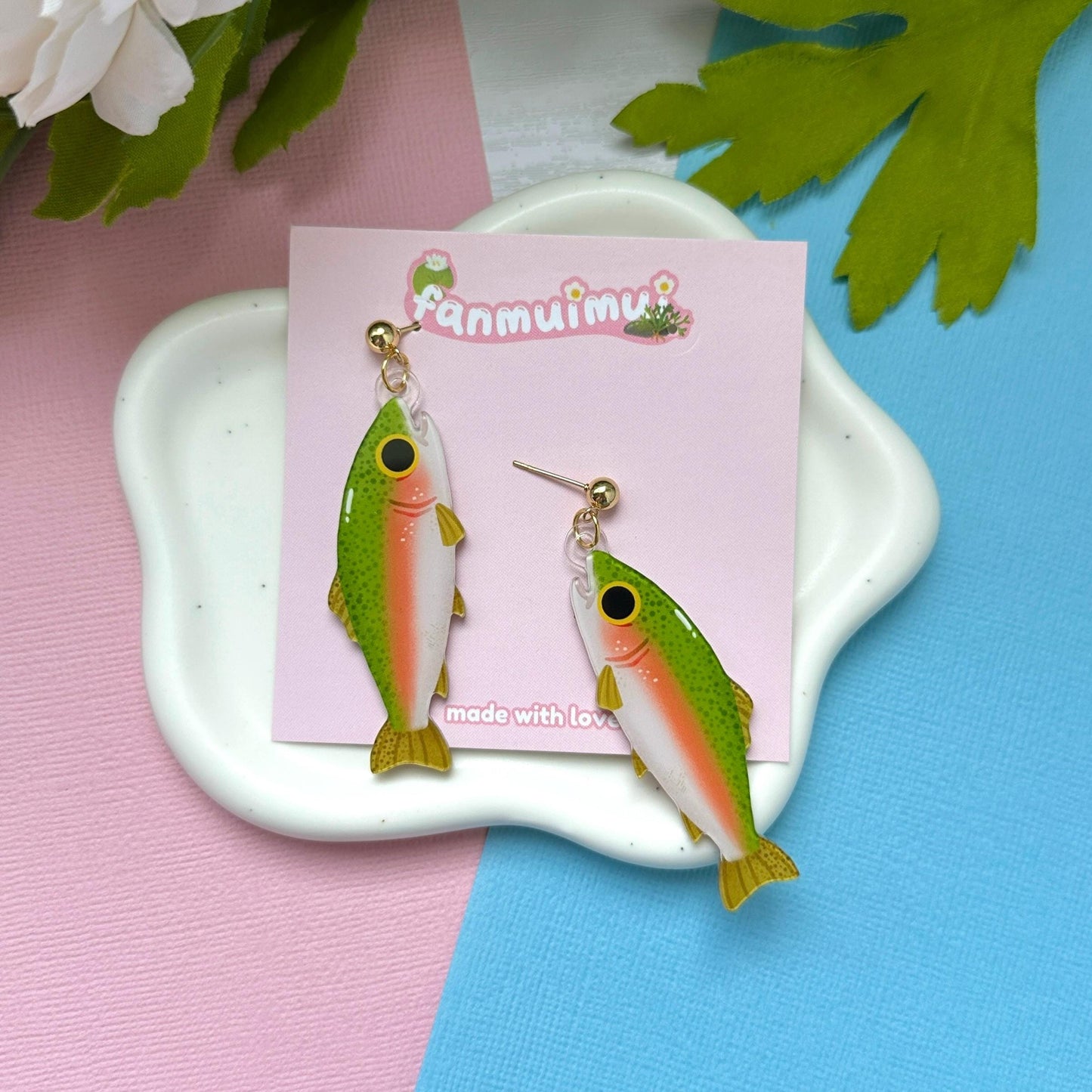Rainbow Trout Acrylic Earrings