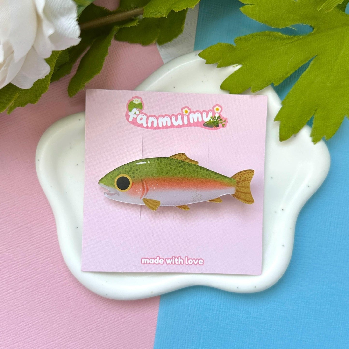 Rainbow Trout Acrylic Hair Clip
