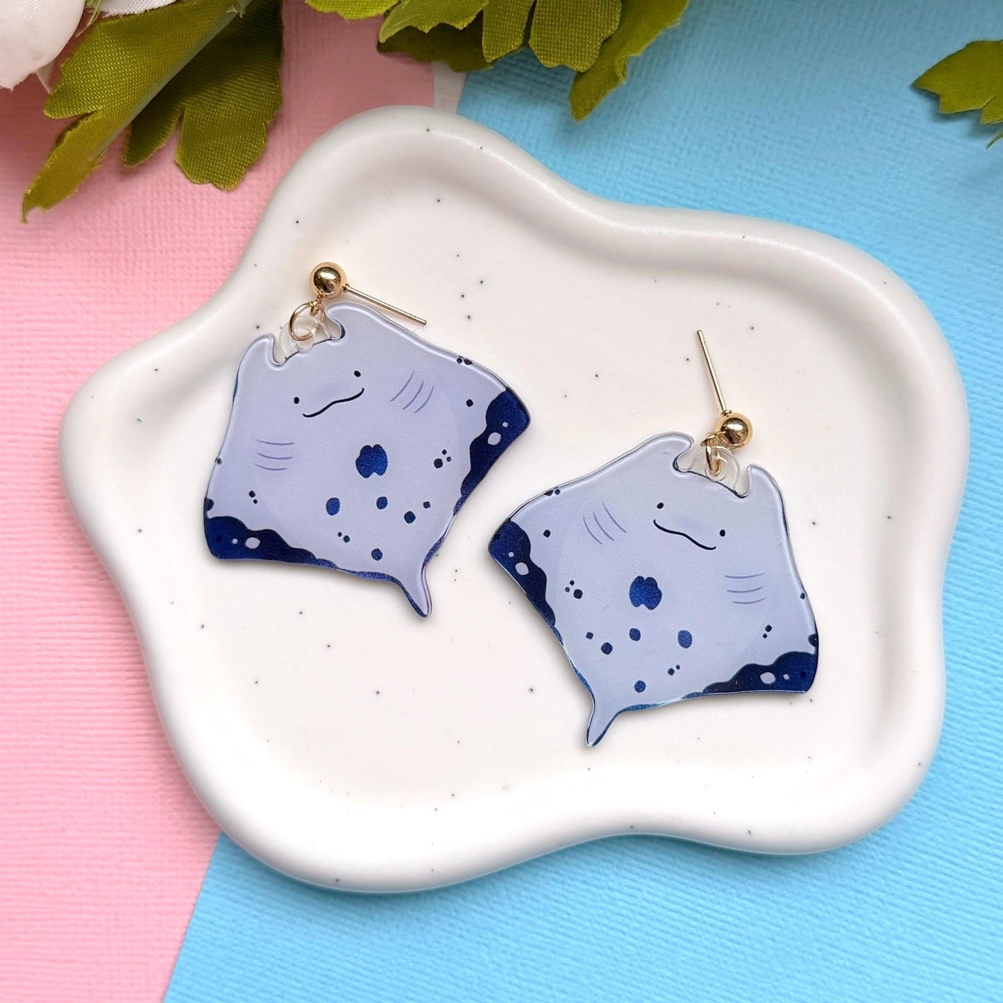 Manta Ray Acrylic Earrings