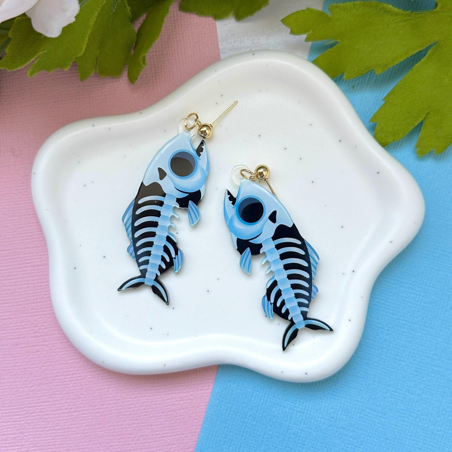 Fish Bones Acrylic Earrings