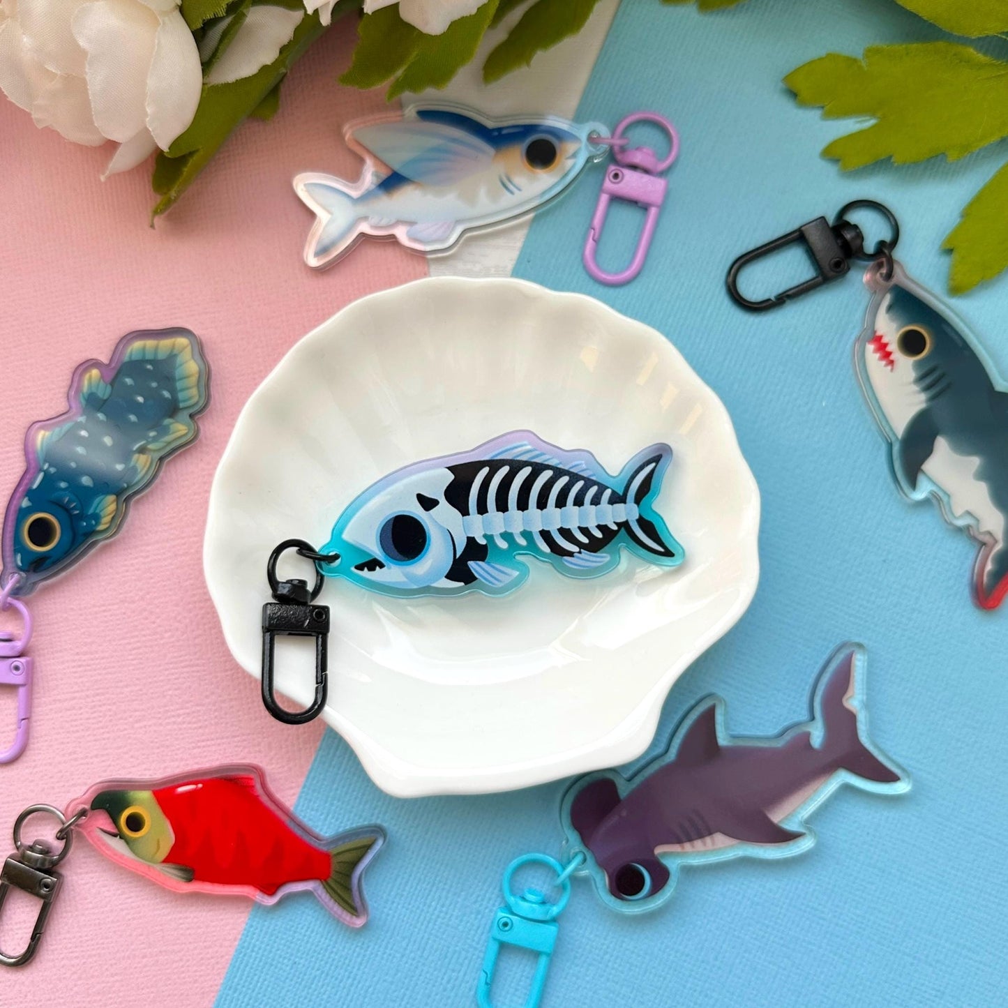 Fish Bones 2.5" Acrylic Charm