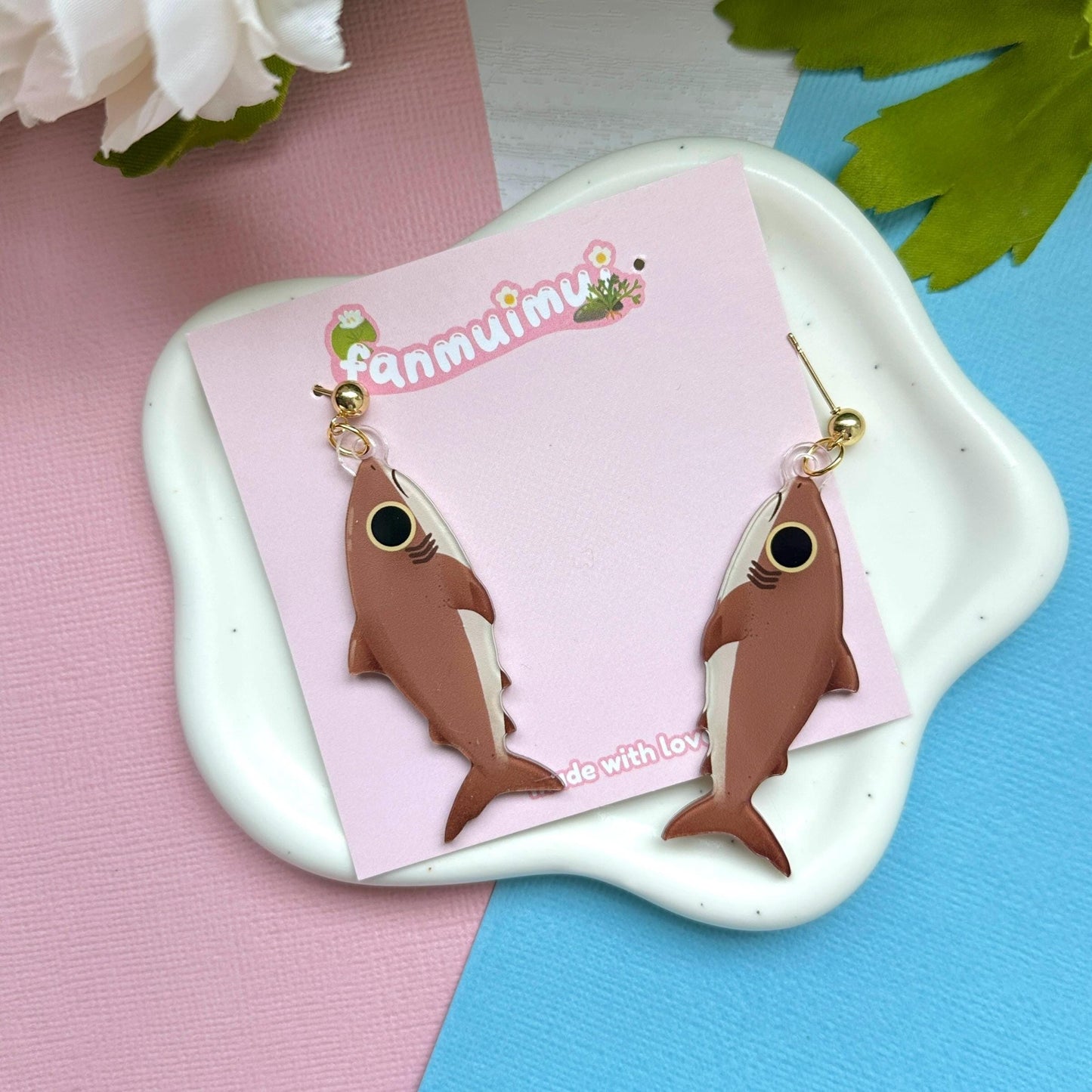 Bull Shark Acrylic Earrings