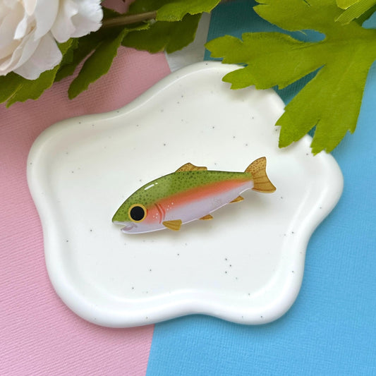 Rainbow Trout Acrylic Hair Clip