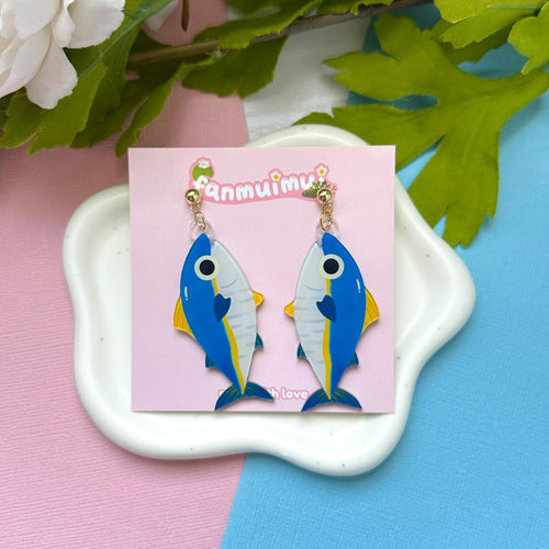 Blue Fin Tuna Acrylic Earrings