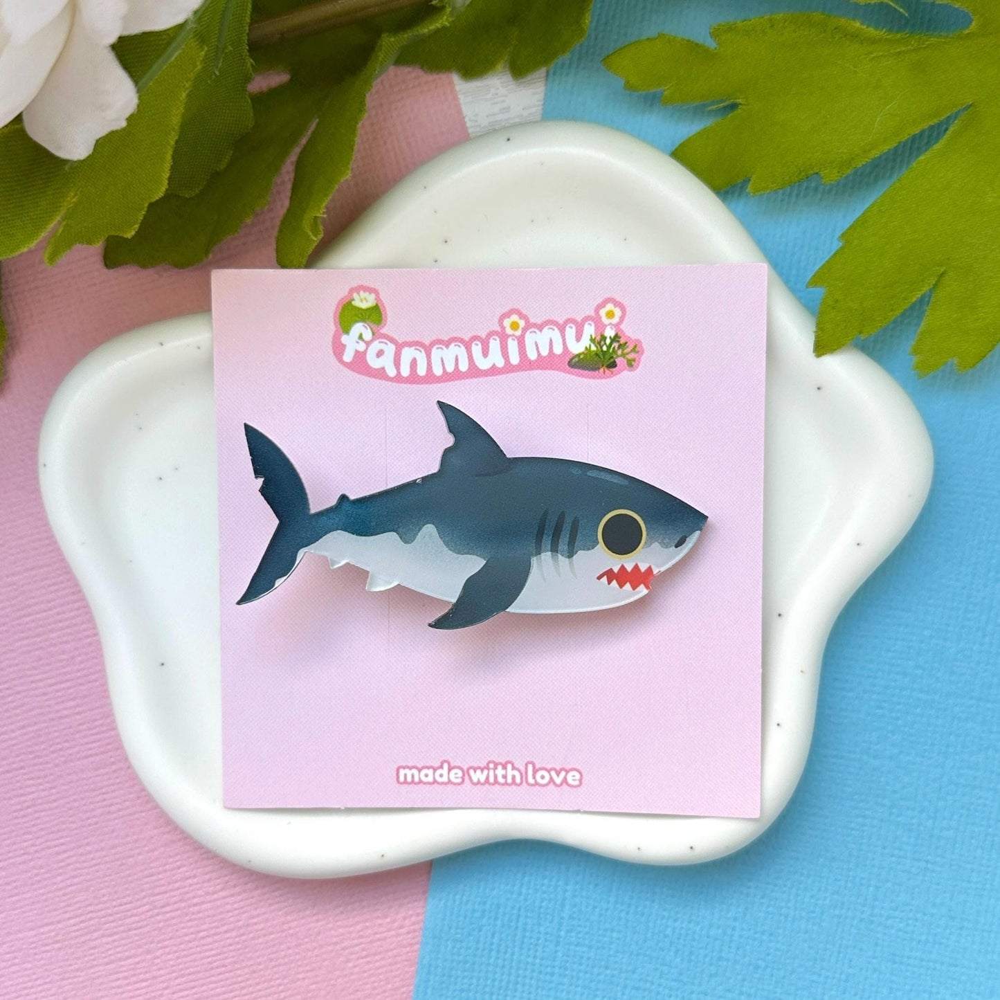 Great White Shark Acrylic Hair Clip