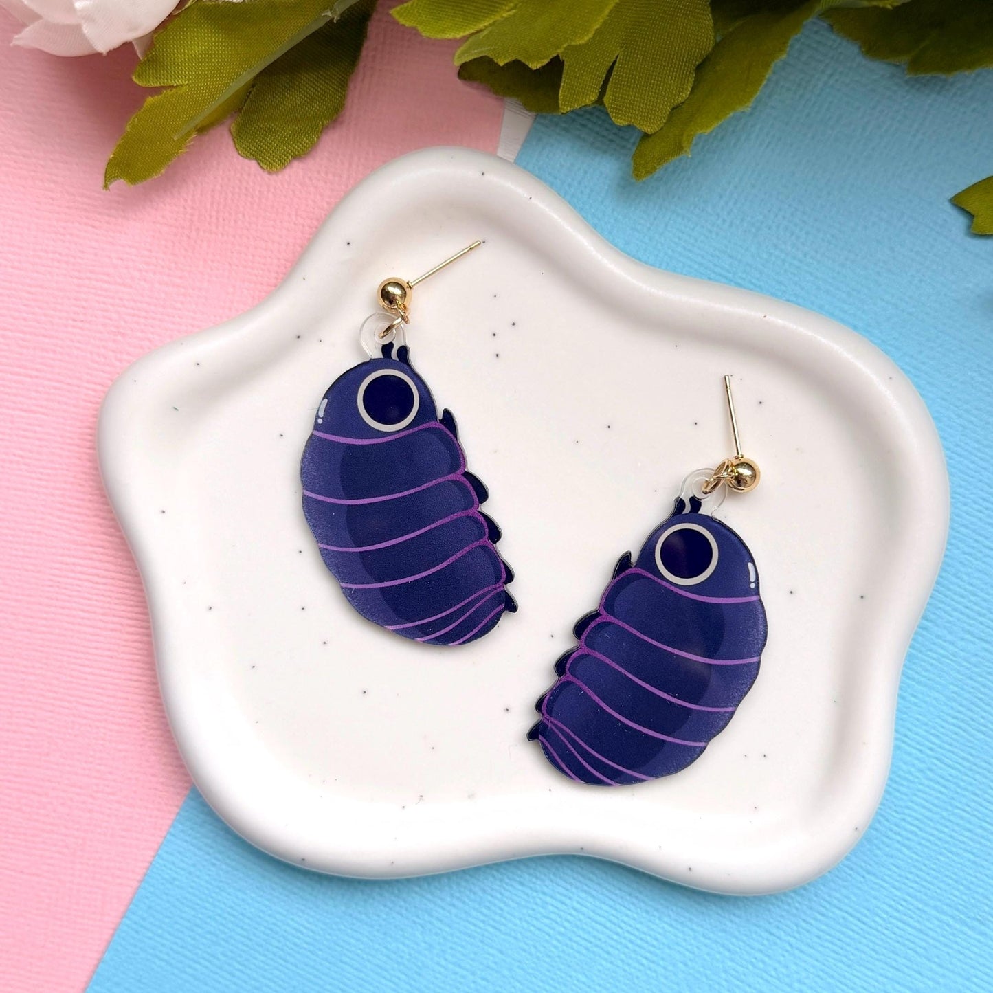 Pill Bug Acrylic Earrings