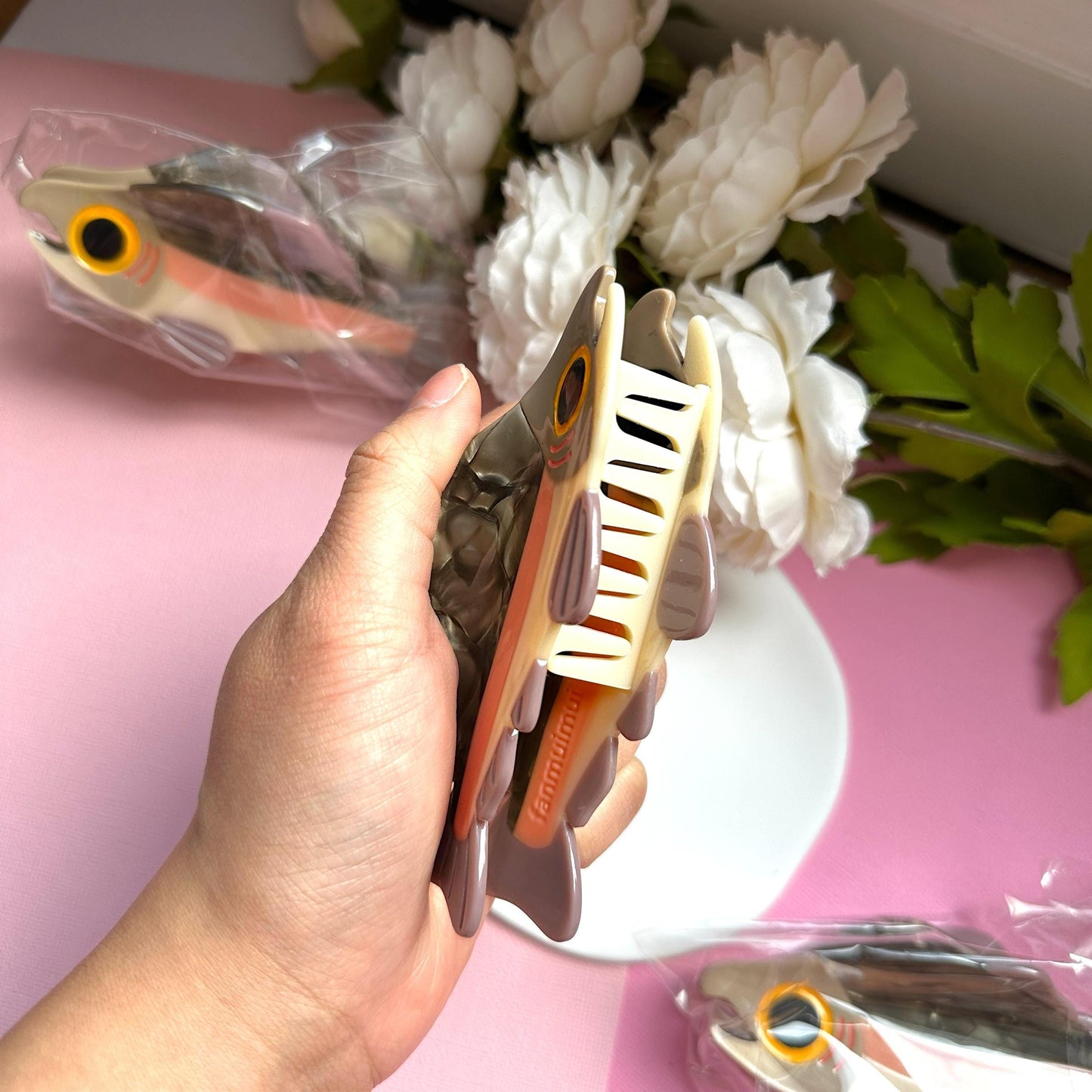 Pink Salmon Hair Claw