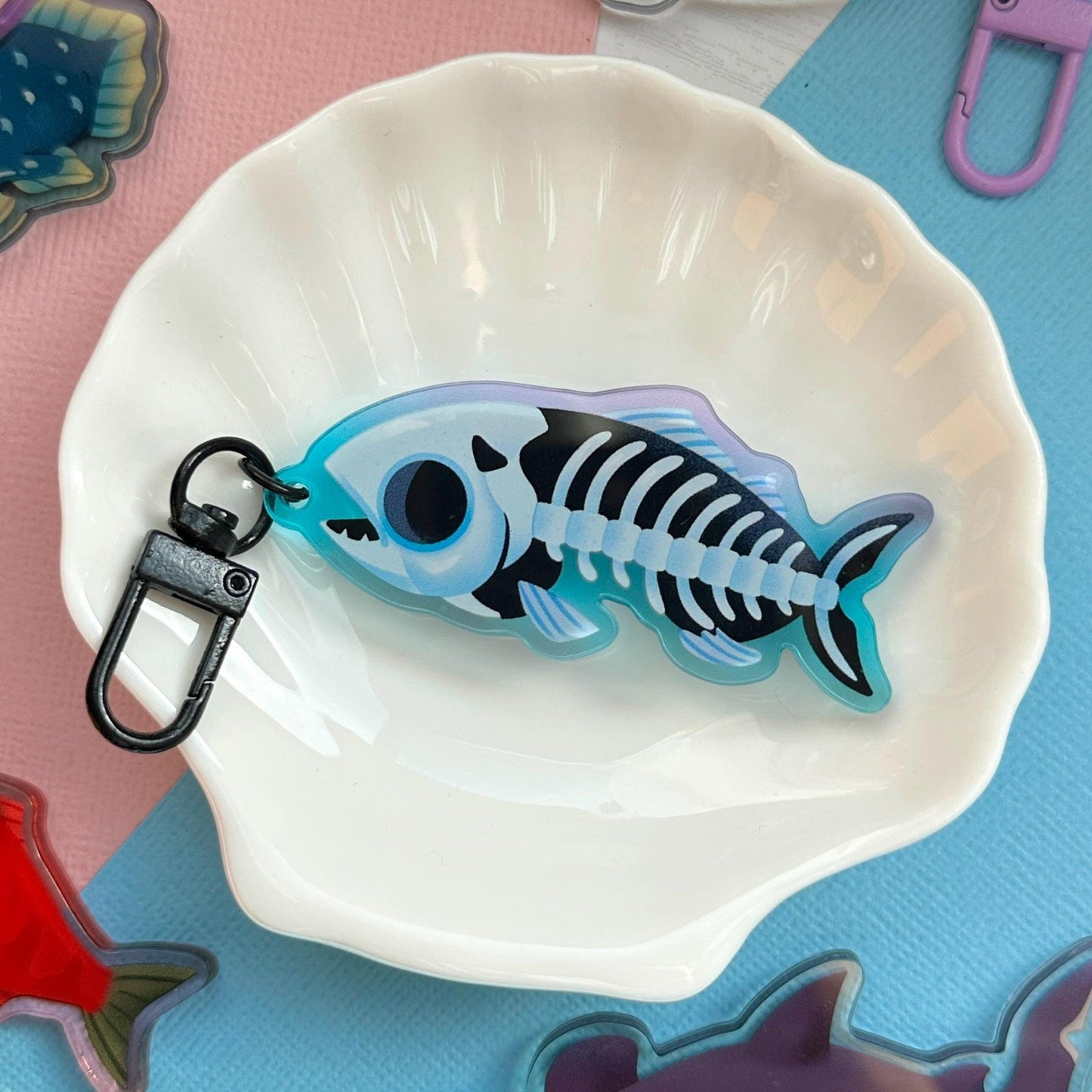 Fish Bones 2.5" Acrylic Charm