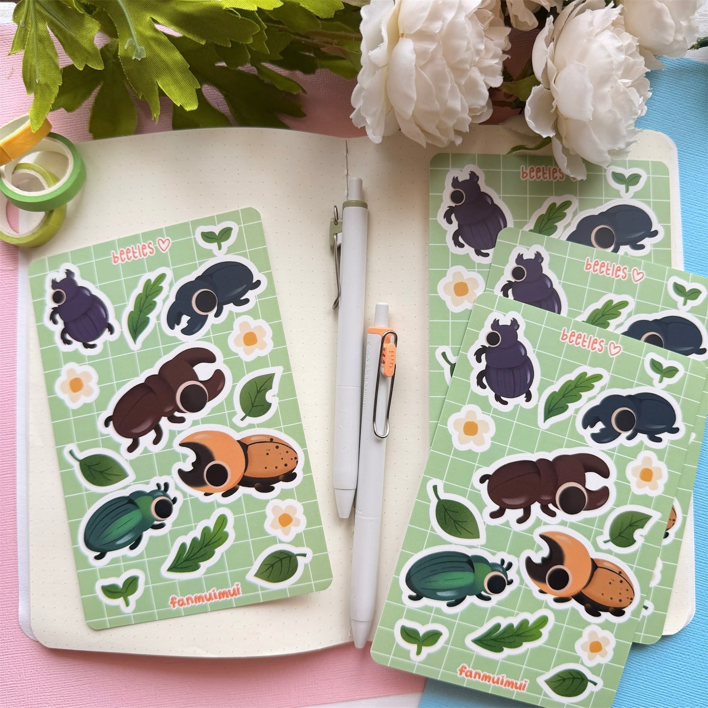 Beetles Vinyl Sticker Sheet (A6)