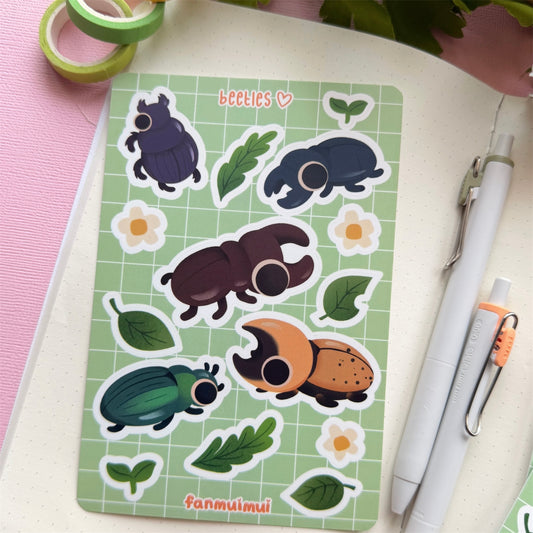 Beetles Vinyl Sticker Sheet (A6)