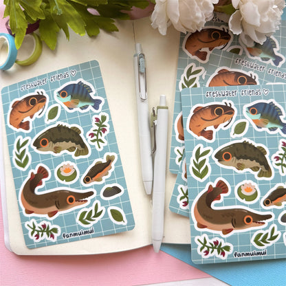 Fish | Freshwater Friends Vinyl Sticker Sheet (A6)