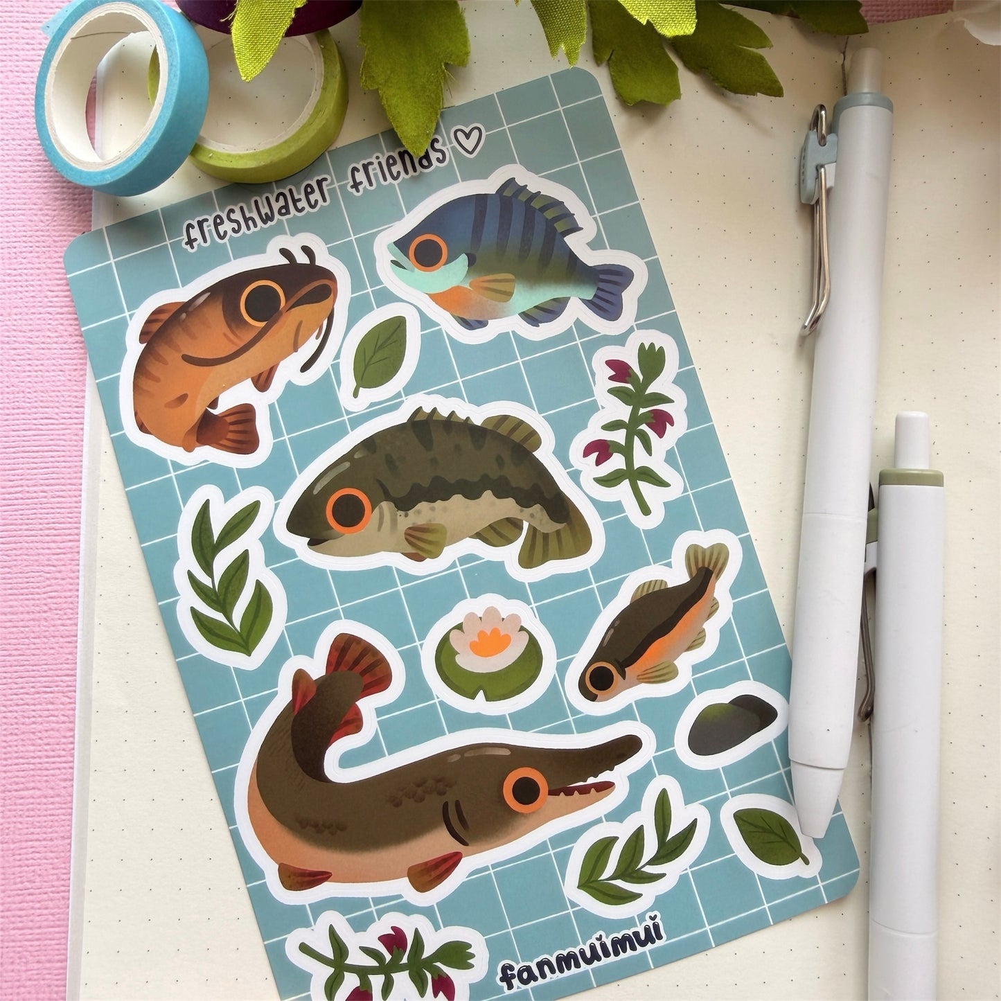 Fish | Freshwater Friends Vinyl Sticker Sheet (A6)