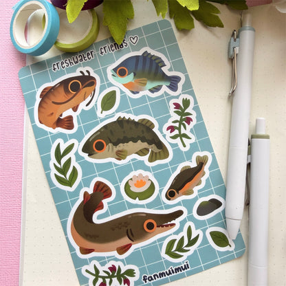 Fish | Freshwater Friends Vinyl Sticker Sheet (A6)