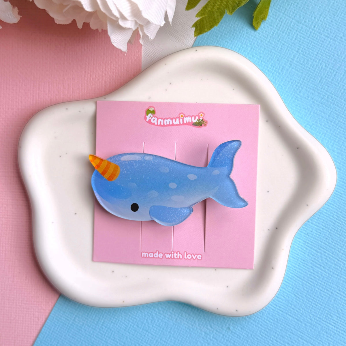 Narwhal Acrylic Hair Clip