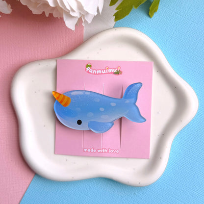 Narwhal Acrylic Hair Clip