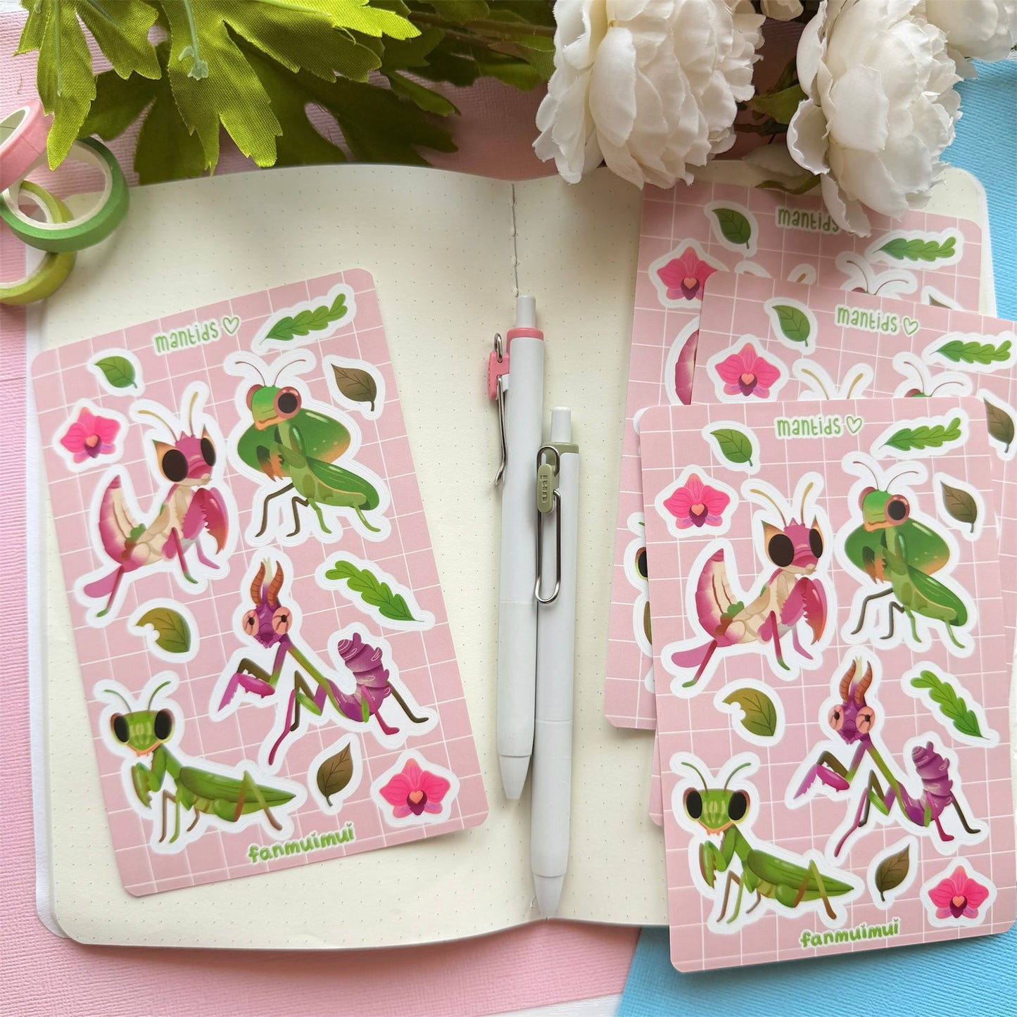 Praying Mantis Vinyl Sticker Sheet (A6)