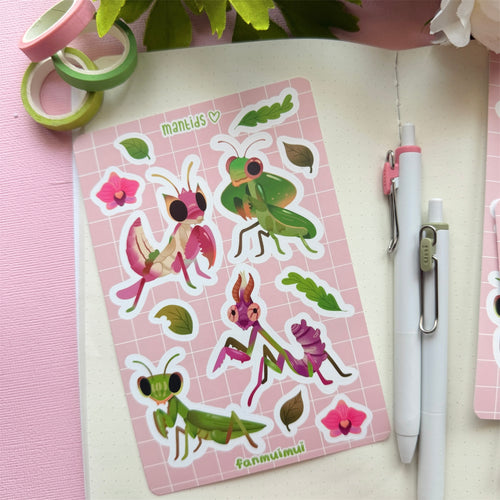 Praying Mantis Vinyl Sticker Sheet (A6)