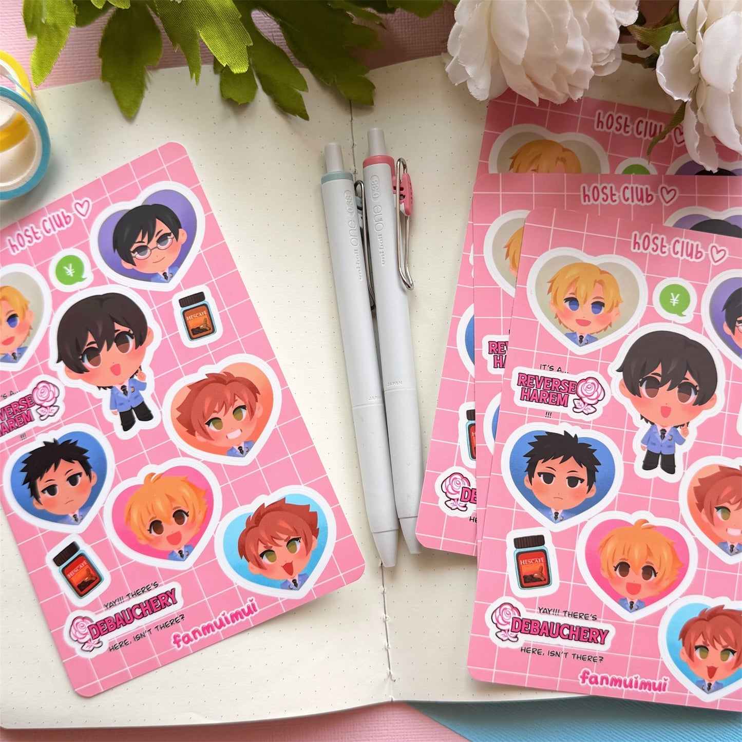 Host Club Chibi Vinyl Sticker Sheet (A6)