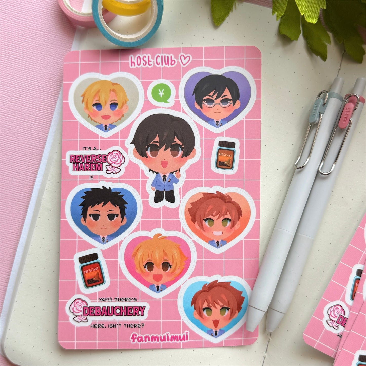 Host Club Chibi Vinyl Sticker Sheet (A6)