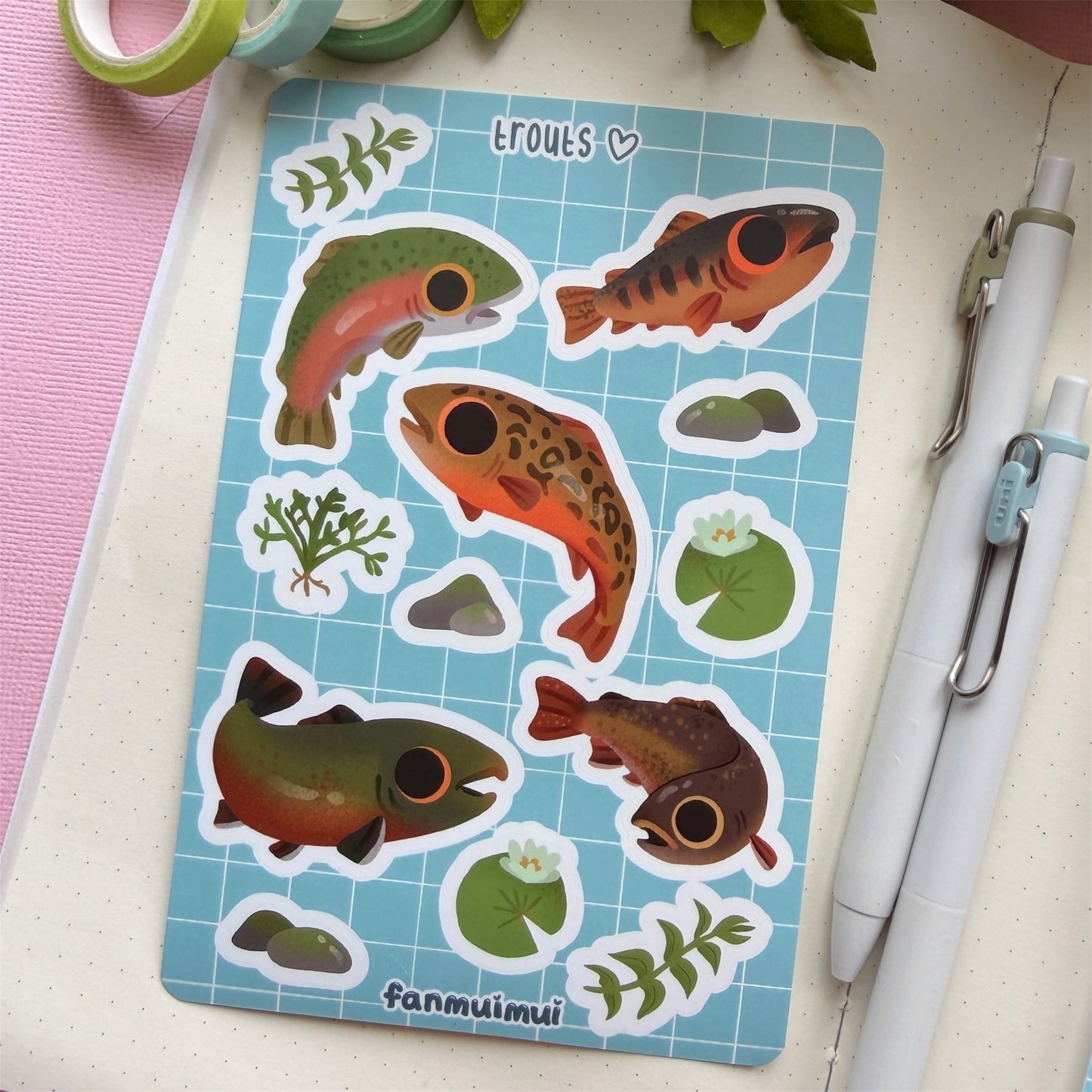Fish | Trouts Vinyl Sticker Sheet (A6)