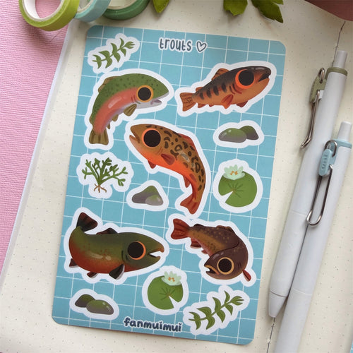Fish | Trouts Vinyl Sticker Sheet (A6)