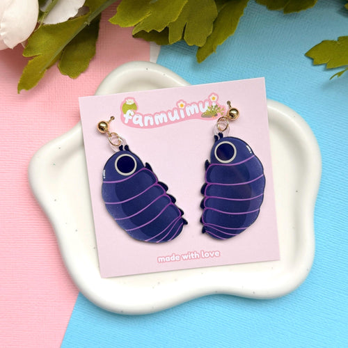 Pill Bug Acrylic Earrings