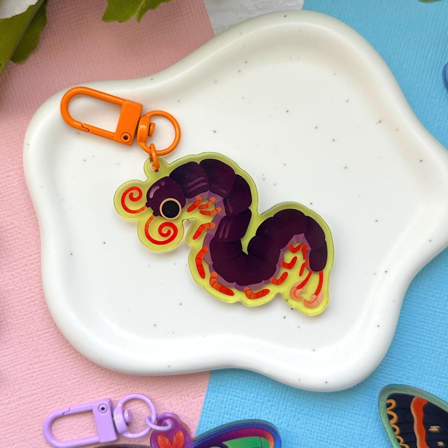 Feathertail Centipede 2.5" Acrylic Charm