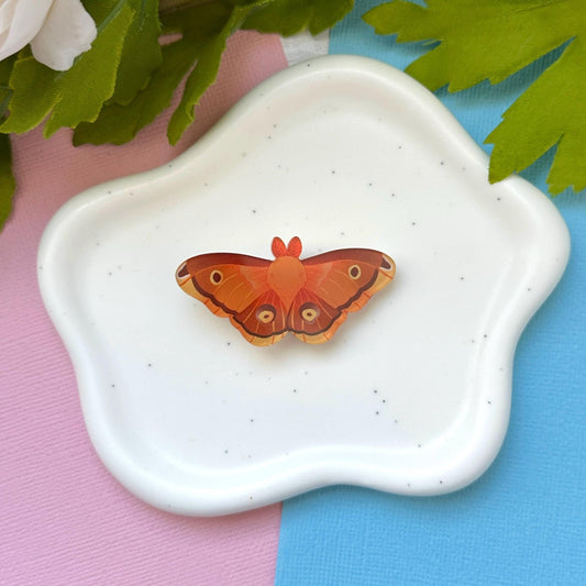 Polyphemus Moth Acrylic Hair Clip