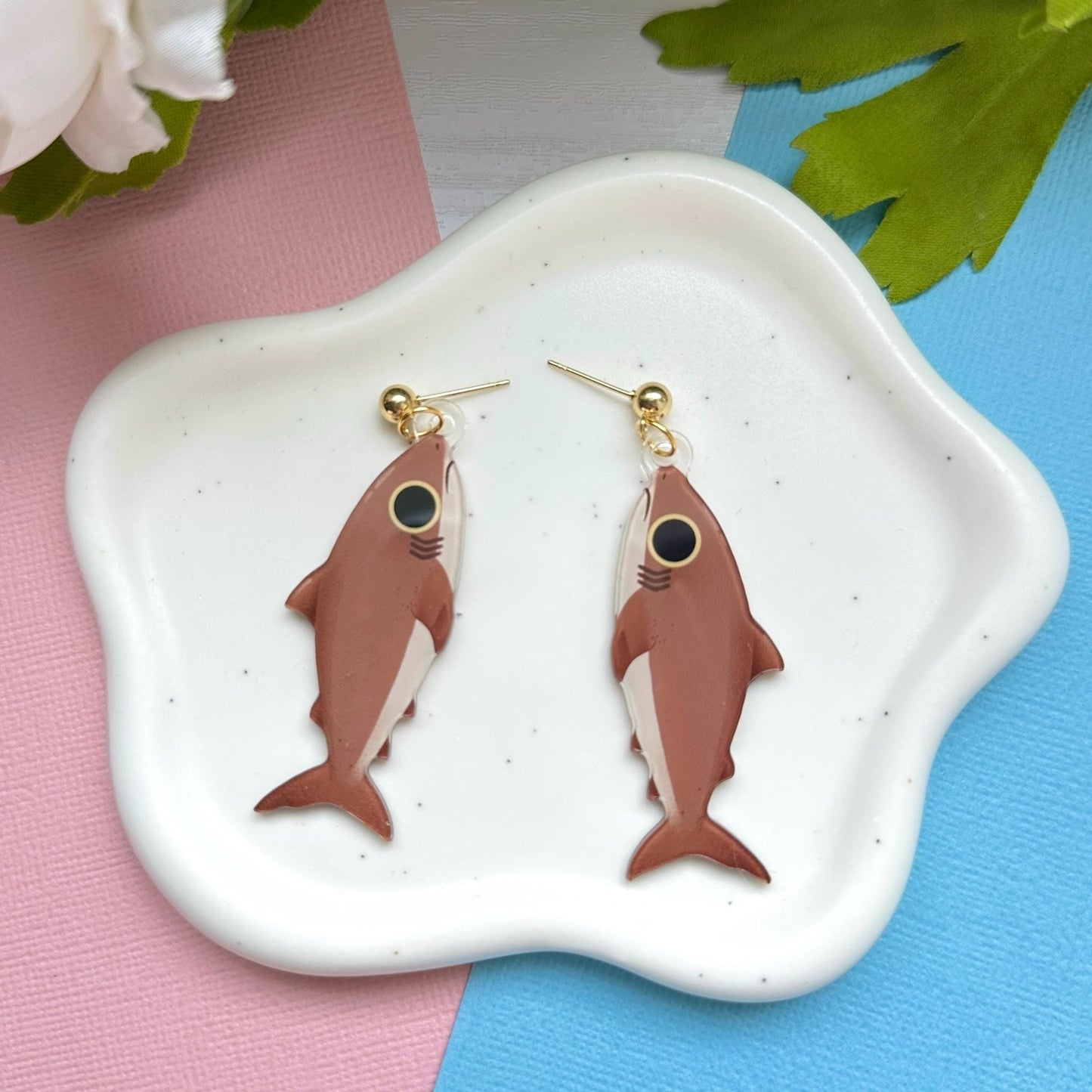 Bull Shark Acrylic Earrings