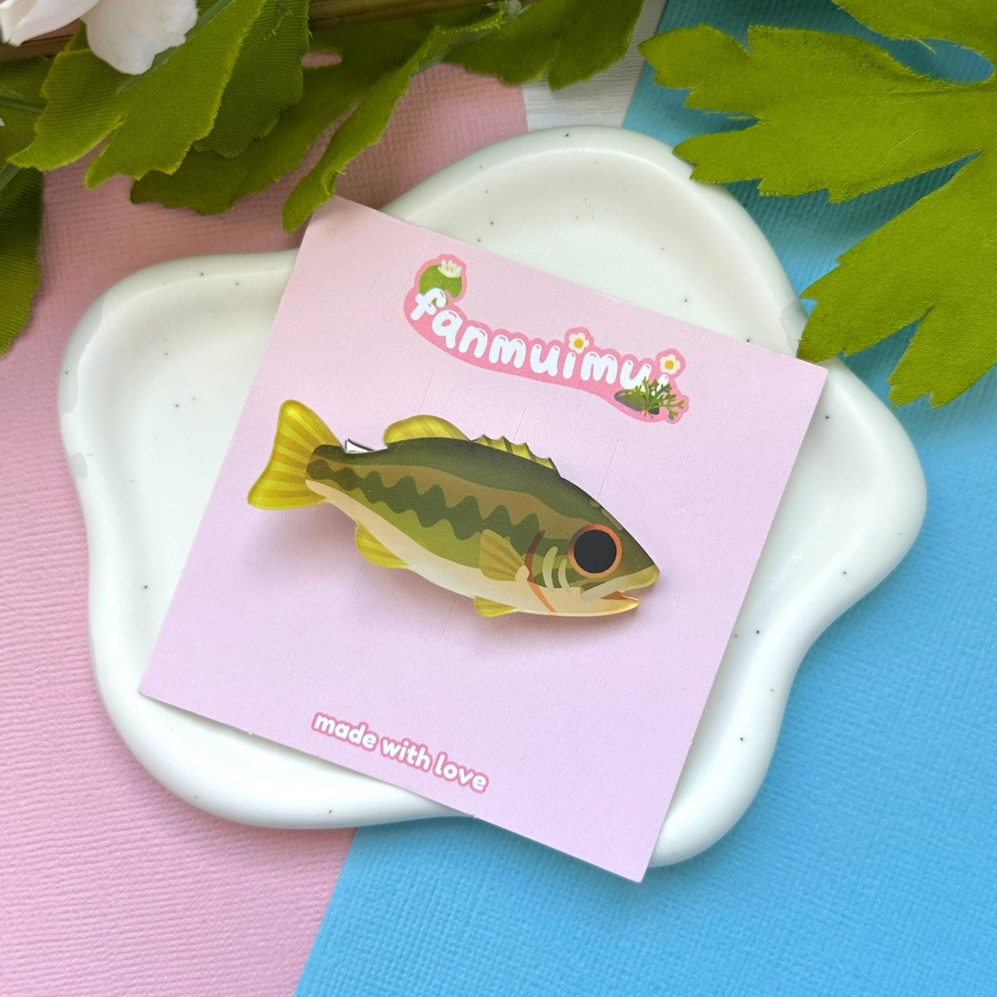 Large Mouth Bass Acrylic Hair Clip