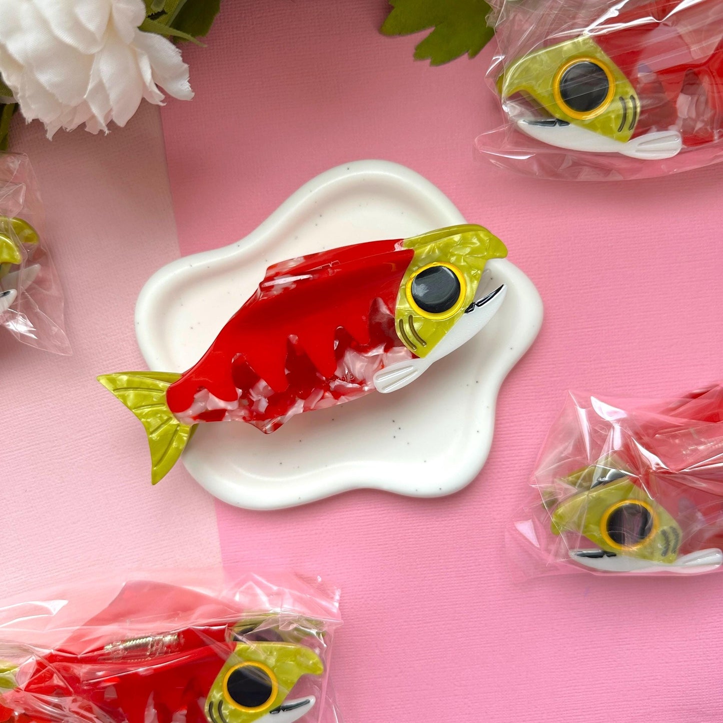 Red Sockeye Salmon Hair Claw
