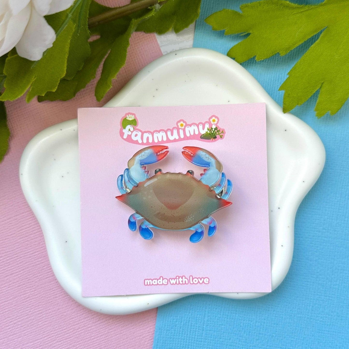 Blue Crab Acrylic Hair Clip