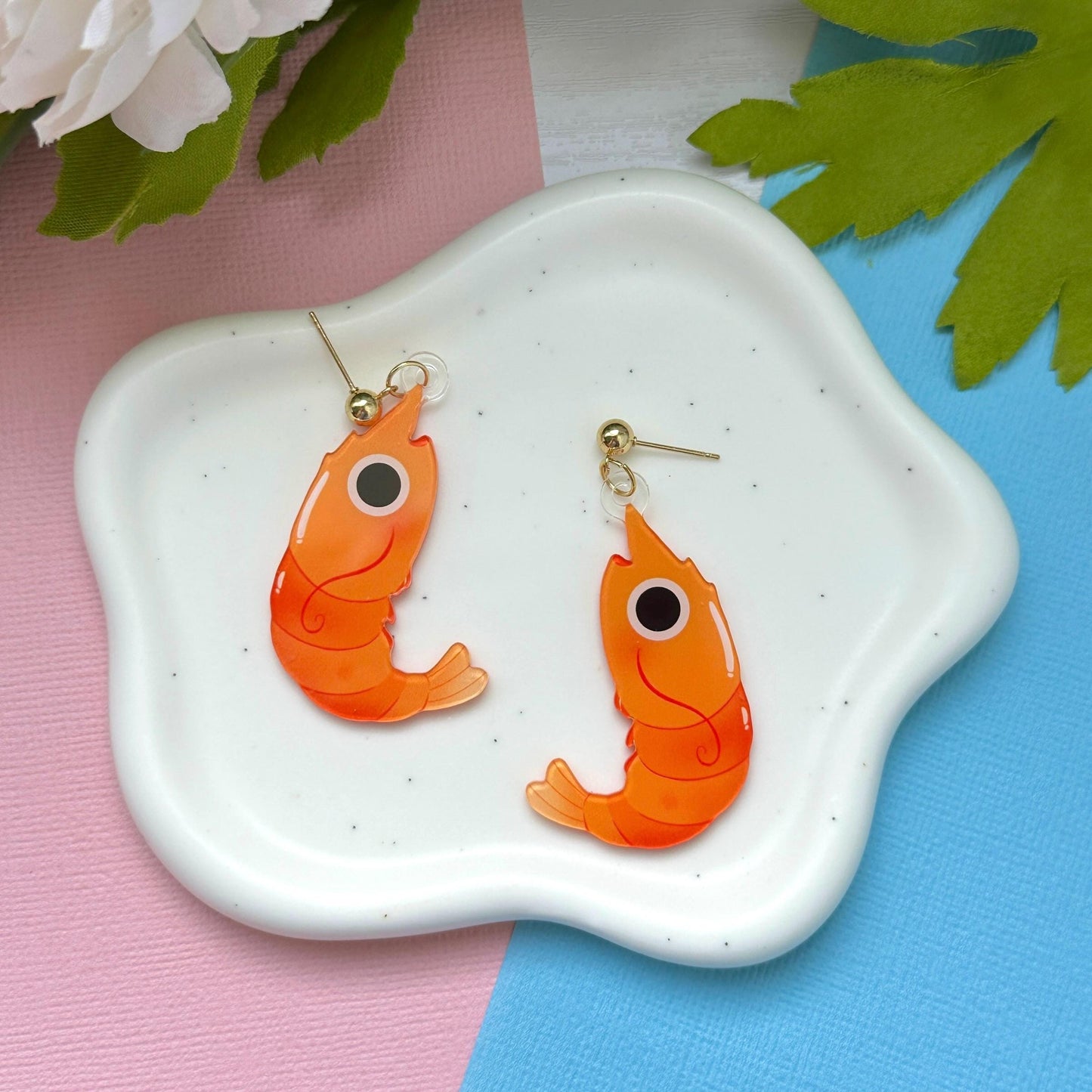 Shrimp Acrylic Earrings