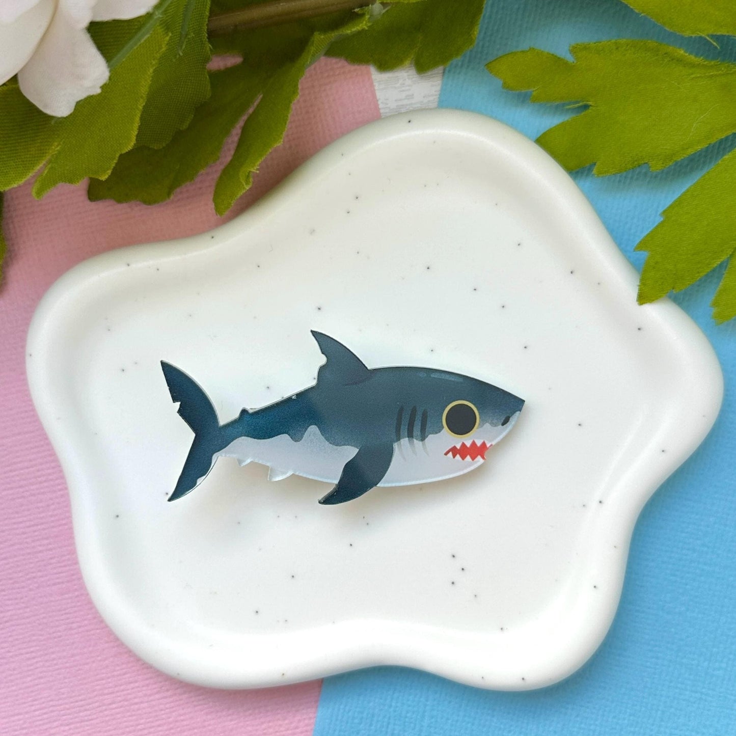 Great White Shark Acrylic Hair Clip