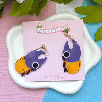 Hercules Beetle Acrylic Earrings