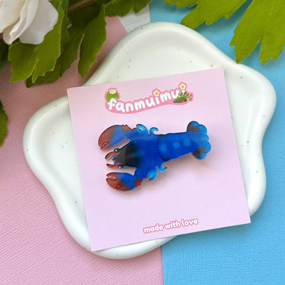 Blue Lobster Acrylic Hair Clip
