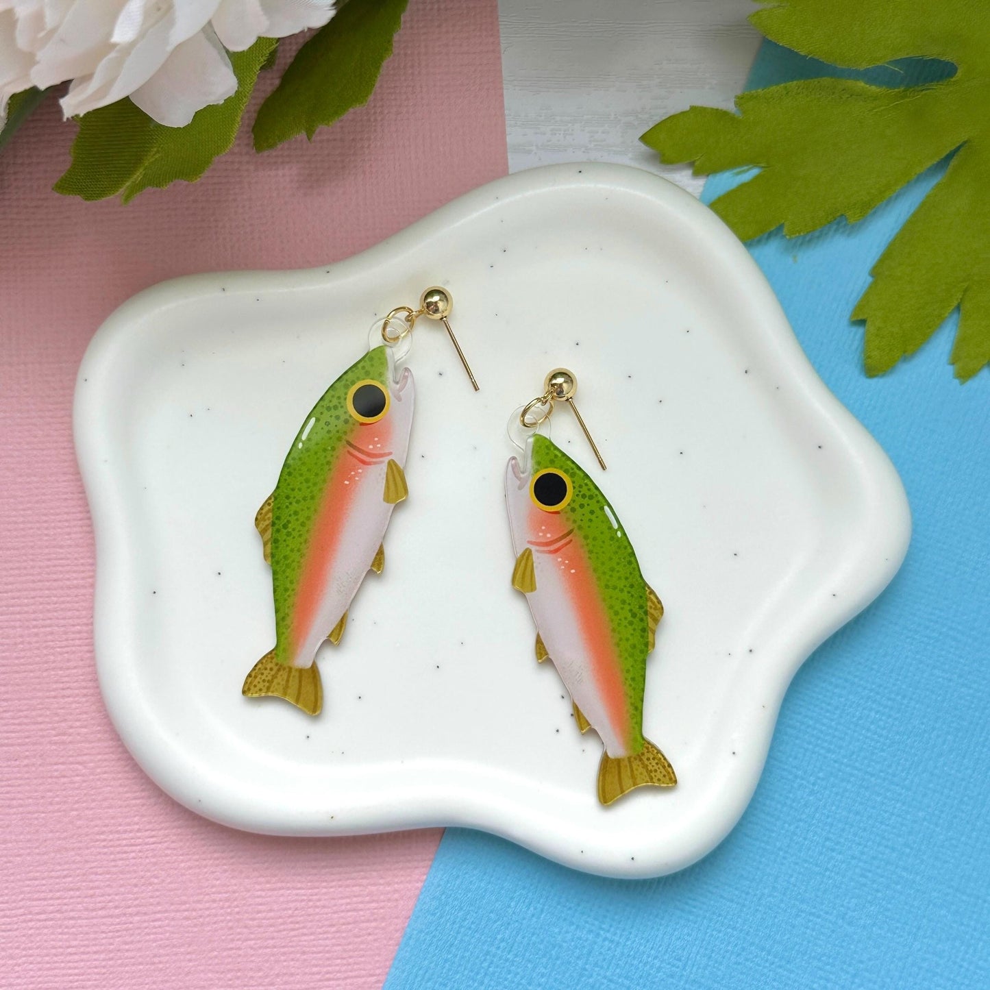 Rainbow Trout Acrylic Earrings