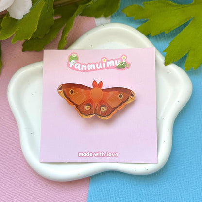 Polyphemus Moth Acrylic Hair Clip