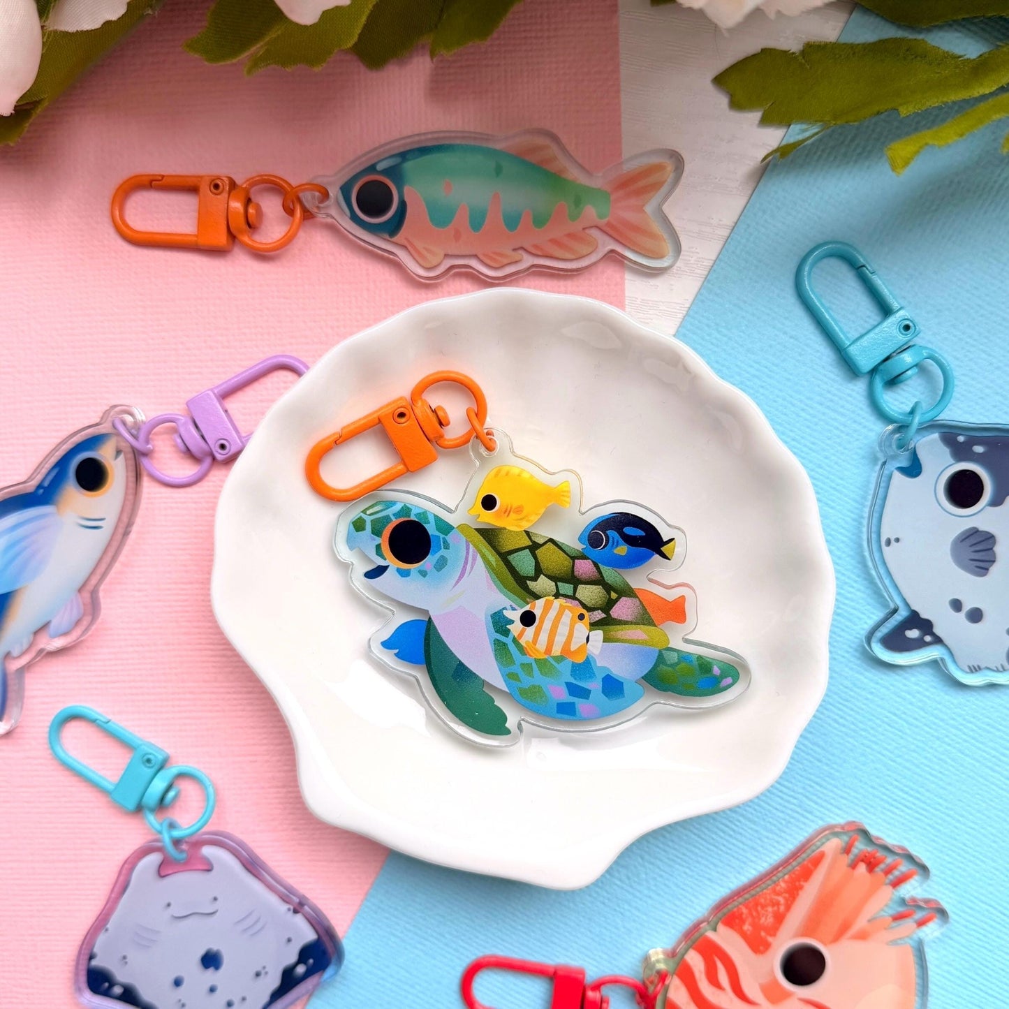 Sea Turtle Reef 2.5" Acrylic Charm