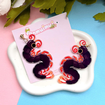 Feathertail Centipede Acrylic Earrings