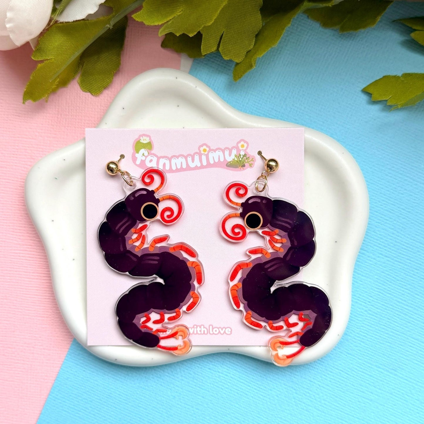 Feathertail Centipede Acrylic Earrings