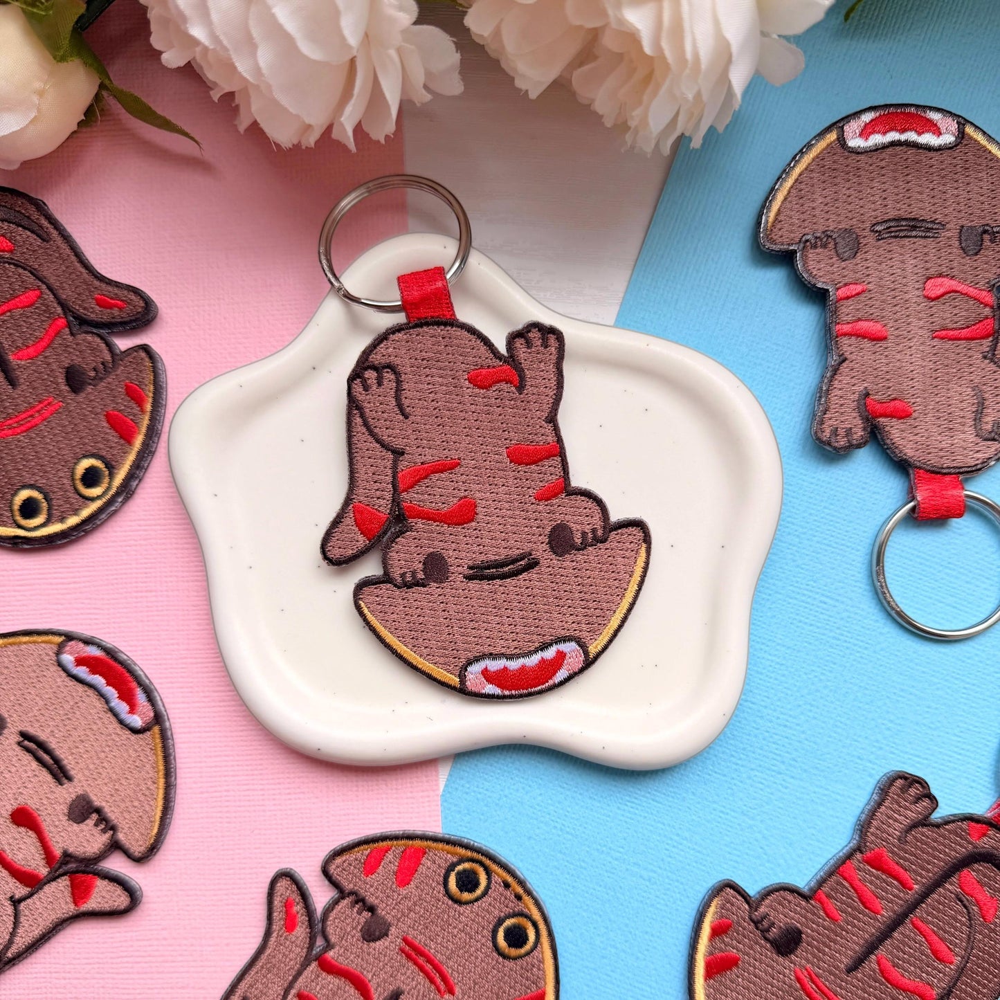 Diplocaulus Salamander Embroidered Charm
