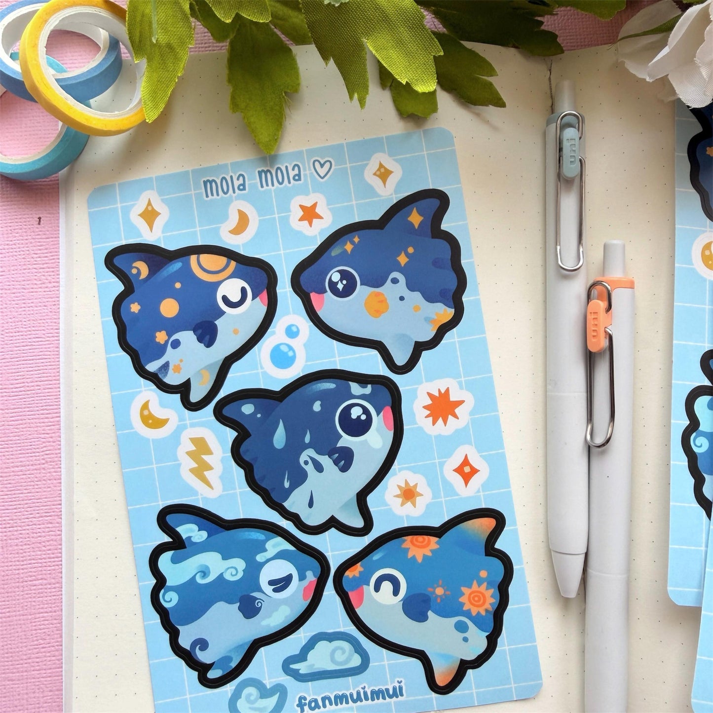 Fish / Mola Mola Vinyl Sticker Sheet (A6)