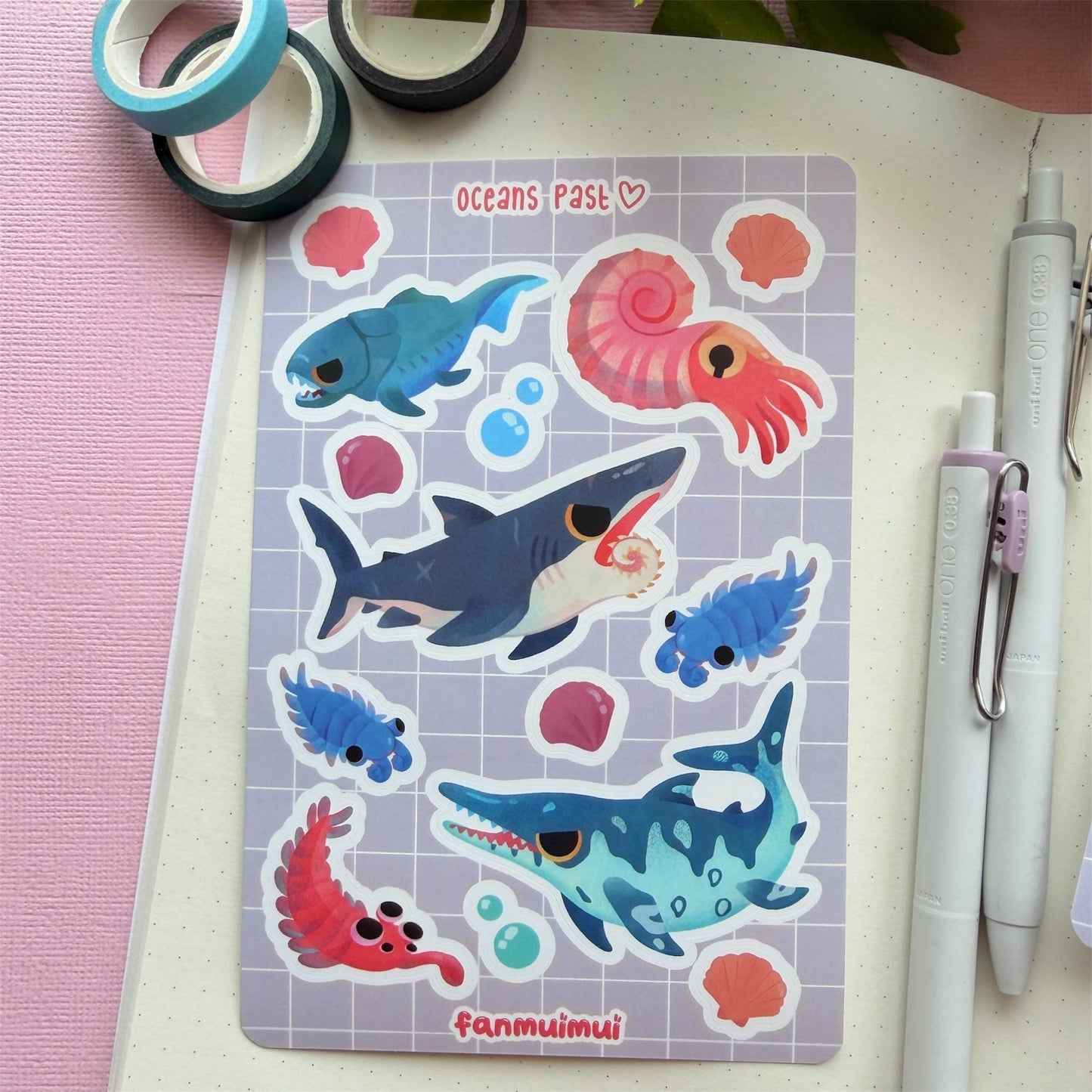Prehistoric Fish / Oceans Past Vinyl Sticker Sheet (A6)