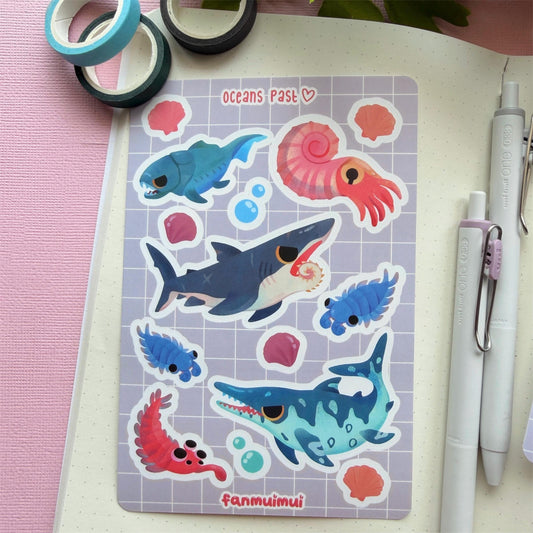Prehistoric Fish / Oceans Past Vinyl Sticker Sheet (A6)