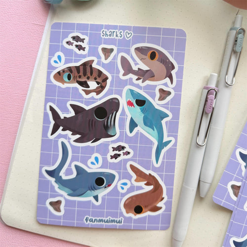 Sharks Vinyl Sticker Sheet (A6)